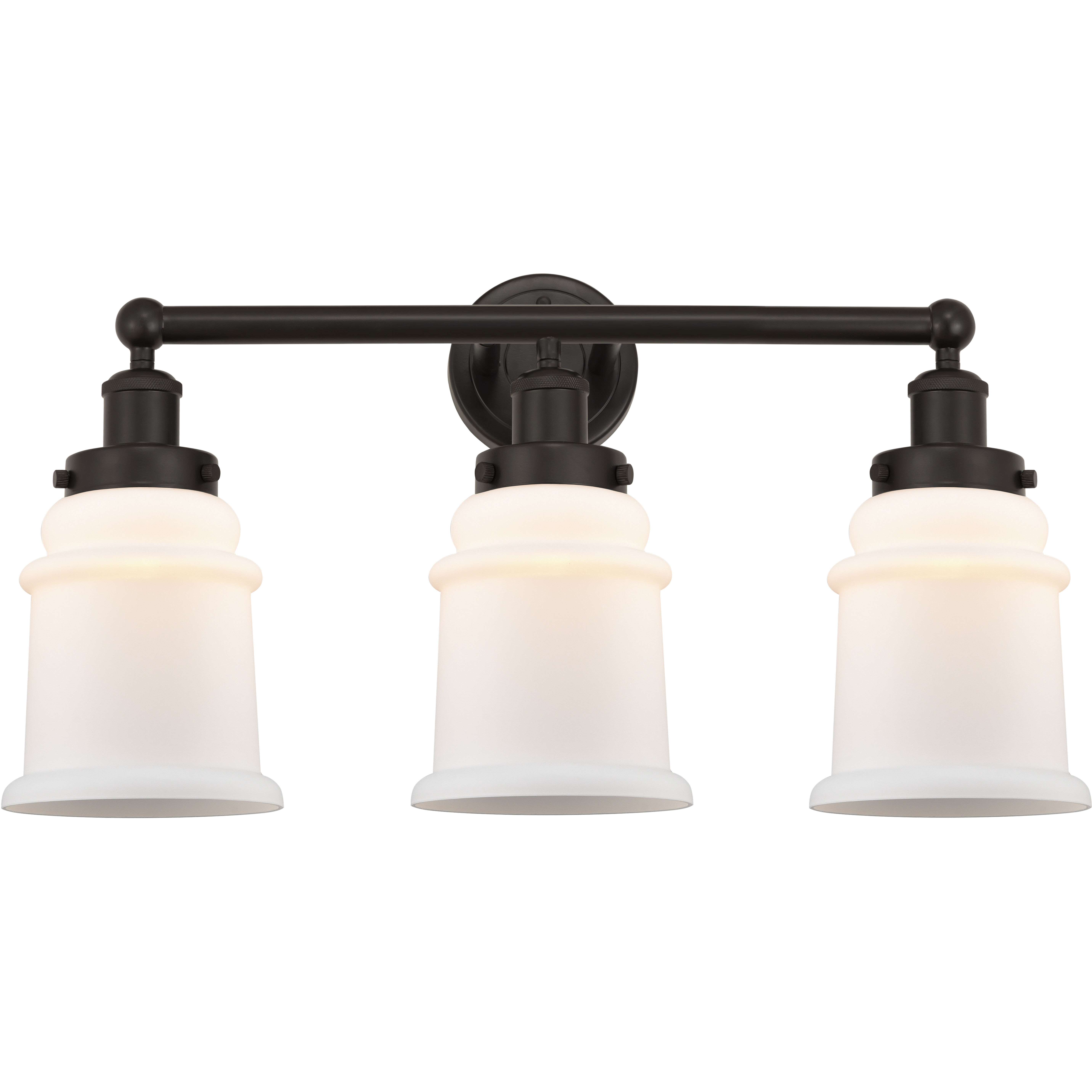 Edison Canton 3 Light 24 inch Oil Rubbed Bronze Bath Vanity Light Wall Light in Matte White Glass
