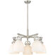 Newton Bell 5 Light 26 inch Satin Nickel Chandelier Ceiling Light in Matte White Glass
