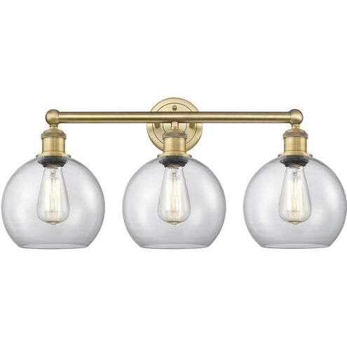 Athens 3 Light 26 inch Brushed Brass and Clear Bath Vanity Light Wall Light