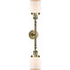 Franklin Restoration Small Bell LED 16 inch Antique Brass Bath Vanity Light Wall Light in Matte White Glass, Franklin Restoration