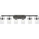 Pilaster II Cylinder 6 Light 43.88 inch Matte Black Bath Vanity Light Wall Light in Deco Swirl Glass
