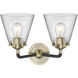 Nouveau Small Cone 2 Light 14 inch Black Antique Brass Bath Vanity Light Wall Light in Clear Glass, Nouveau