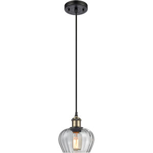 Ballston Fenton 1 Light 7 inch Black Antique Brass Mini Pendant Ceiling Light in Clear Glass, Ballston