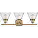 Ballston Large Cone 3 Light 26 inch Brushed Brass Bath Vanity Light Wall Light in Seedy Glass
