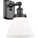 Ballston Large Cone LED 8 inch Matte Black Sconce Wall Light in Matte White Glass, Ballston