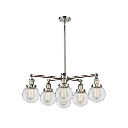 Franklin Restoration X-Large Beacon 6 Light 33 inch Polished Nickel Chandelier Ceiling Light in Incandescent, Clear Glass, Franklin Restoration