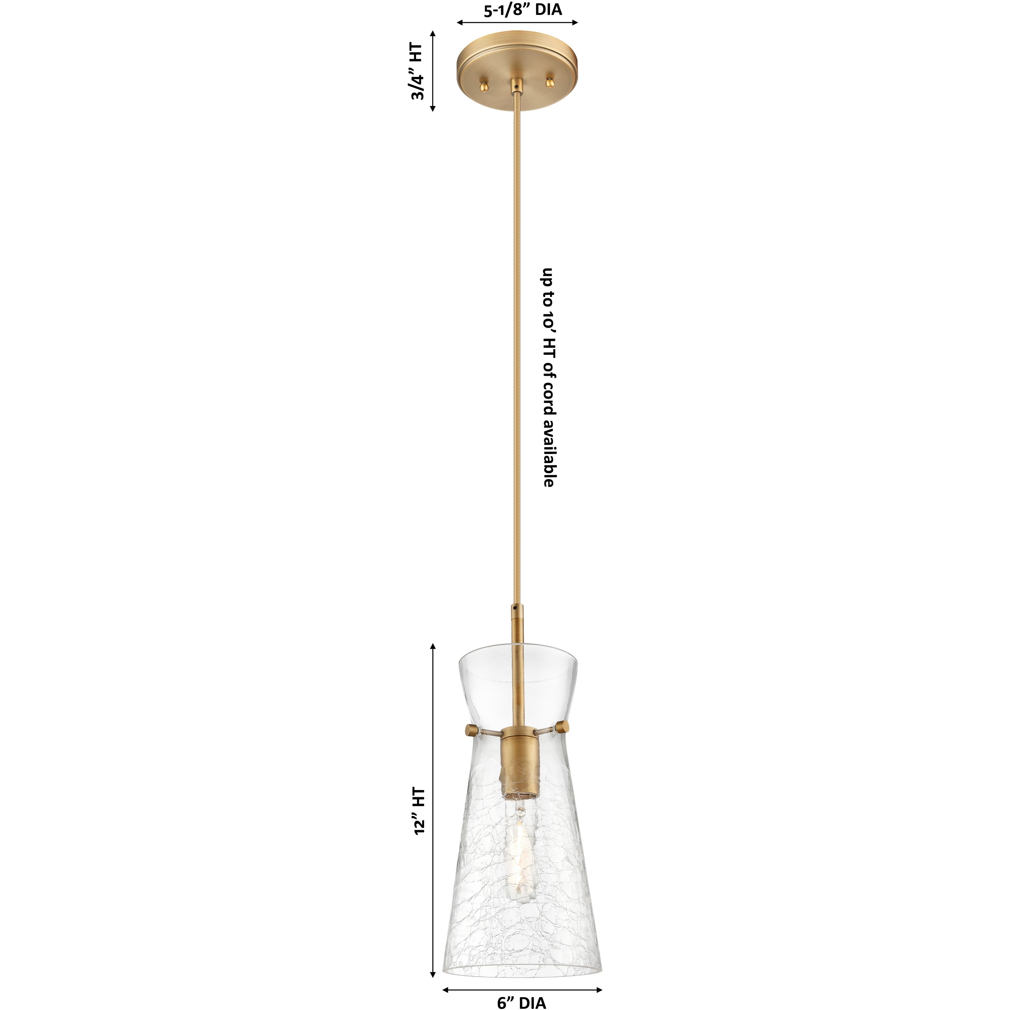 Nicole 1 Light 6 inch Brushed Brass Pendant Ceiling Light