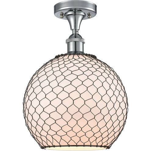 Ballston Large Farmhouse Chicken Wire LED 10 inch Polished Chrome Semi-Flush Mount Ceiling Light, Ballston