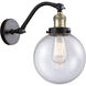 Franklin Restoration Large Beacon LED 8 inch Black Antique Brass Sconce Wall Light in Seedy Glass, Franklin Restoration