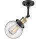 Franklin Restoration Beacon LED 6 inch Black Antique Brass Sconce Wall Light in Seedy Glass, Franklin Restoration