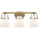 Pilaster II Bell 3 Light 26.5 inch Brushed Brass Bath Vanity Light Wall Light in Matte White Glass