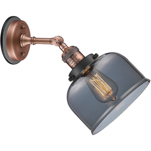 Franklin Restoration Large Bell 1 Light 8 inch Antique Copper Sconce Wall Light in Plated Smoke Glass