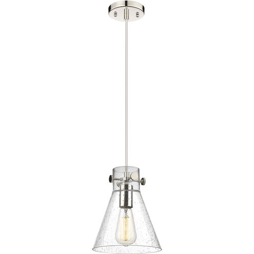 Newton Cone 1 Light 8 inch Polished Nickel Pendant Ceiling Light in Seedy Glass