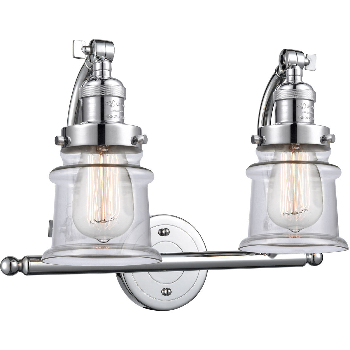 Franklin Restoration Small Canton LED 18 inch Polished Chrome Bath Vanity Light Wall Light in Clear Glass, Franklin Restoration