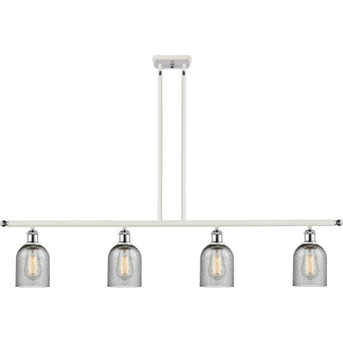Ballston Caledonia 4 Light 48 inch White and Polished Chrome Island Light Ceiling Light in Charcoal Glass, Ballston