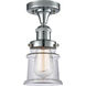 Franklin Restoration Small Canton 1 Light 6 inch Polished Chrome Semi-Flush Mount Ceiling Light in Clear Glass, Franklin Restoration