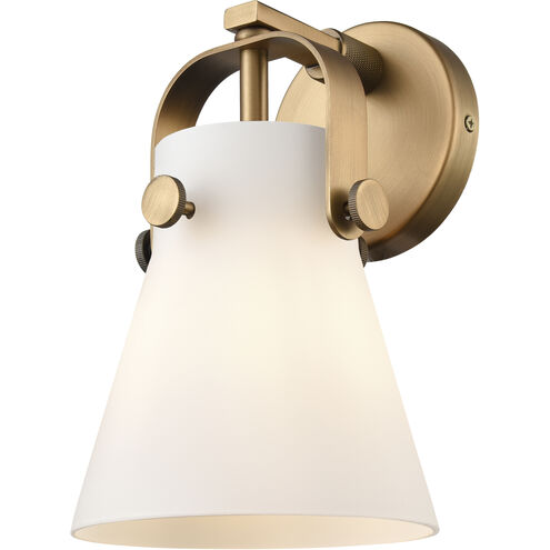 Pilaster II Cone 1 Light 6.5 inch Brushed Brass Sconce Wall Light in Matte White Glass