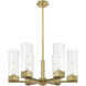 Claverack 6 Light 28.38 inch Brushed Brass Chandelier Ceiling Light in Clear Glass