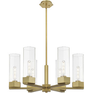 Claverack 6 Light 28.38 inch Brushed Brass Chandelier Ceiling Light in Clear Glass