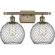 Ballston Farmhouse Chicken Wire 2 Light 16 inch Antique Brass Bath Vanity Light Wall Light, Ballston