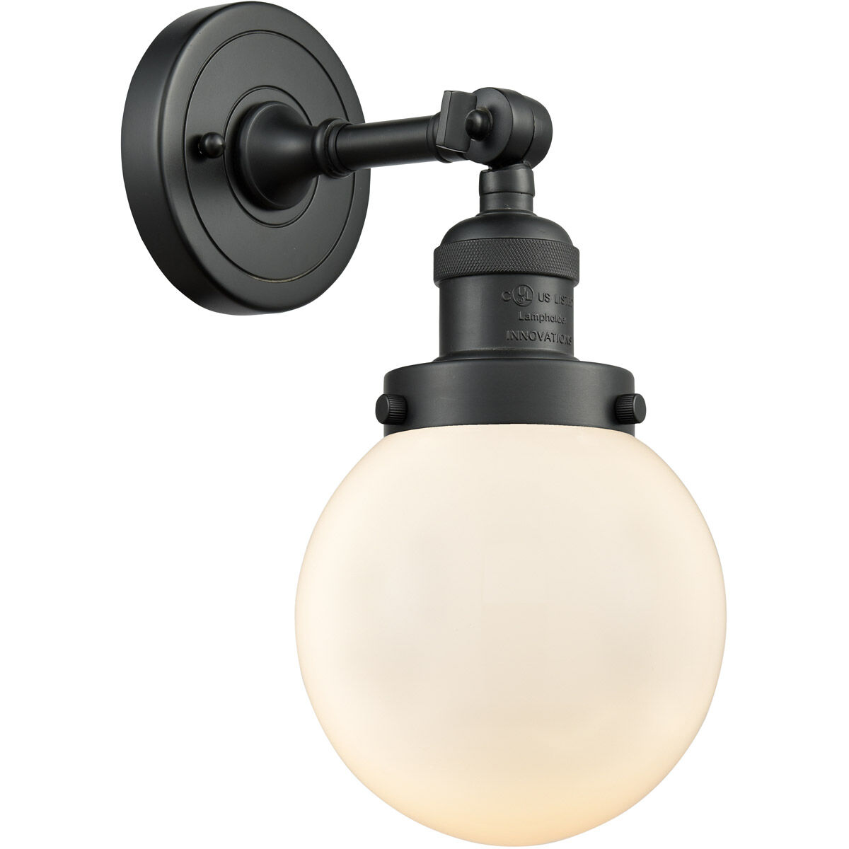 Franklin Restoration Beacon LED 6 inch Matte Black Semi-Flush Mount Ceiling Light in Matte White Glass, Franklin Restoration