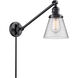 Small Cone 21 inch 3.50 watt Matte Black Swing Arm Wall Light, Franklin Restoration