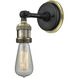 Bare Bulb Sconce Wall Light in Matte Black/Black Antique Brass