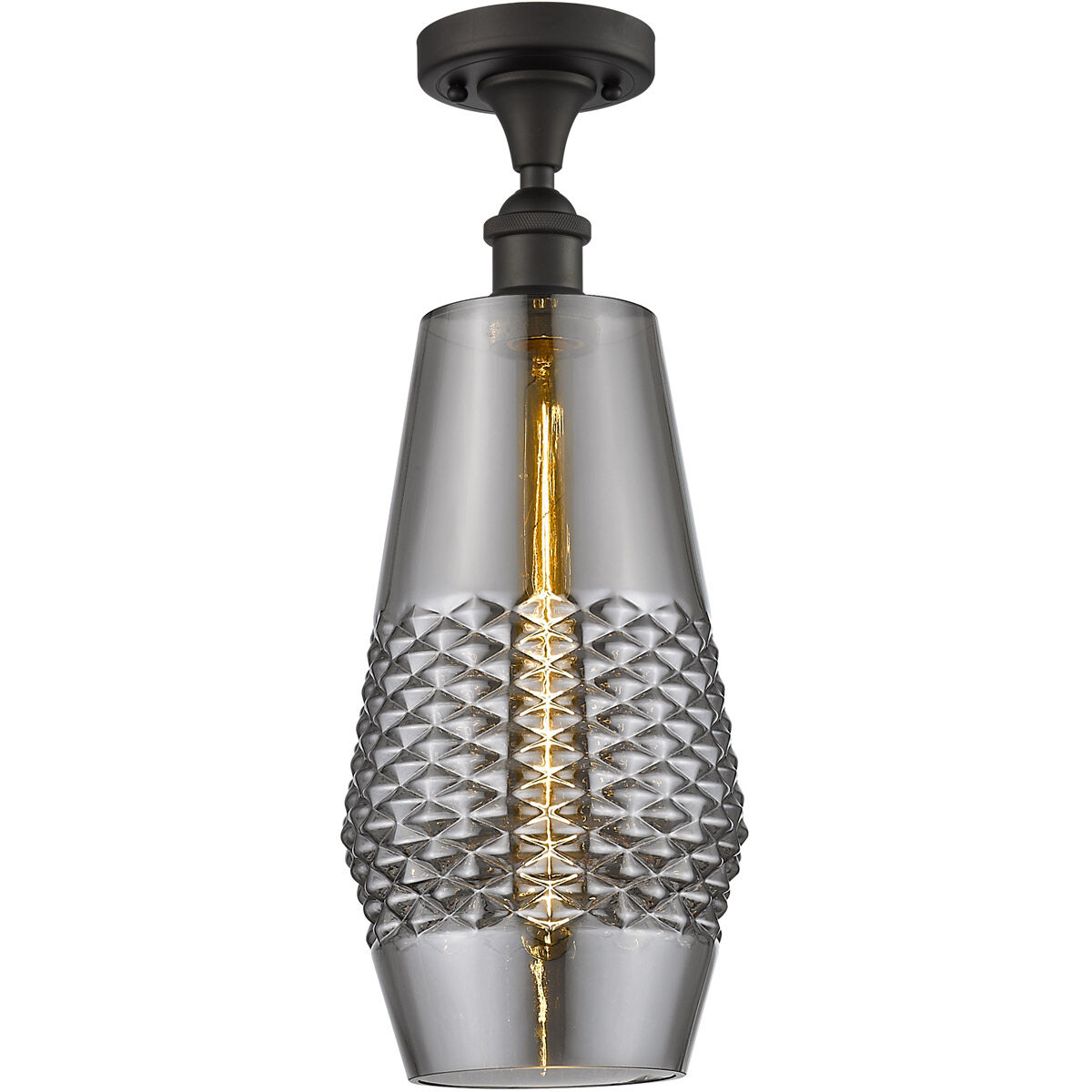 Ballston Windham LED 7 inch Oil Rubbed Bronze Semi-Flush Mount Ceiling Light in Plated Smoke Glass