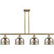 Ballston Bell LED 48 inch Brushed Brass Island Light Ceiling Light in Silver Plated Mercury Glass