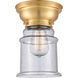 Aditi Small Canton LED 6.25 inch Satin Gold Flush Mount Ceiling Light in Seedy Glass, Aditi