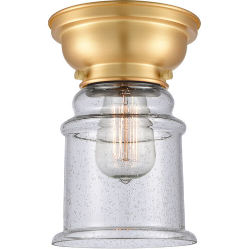 Aditi Small Canton LED 6.25 inch Satin Gold Flush Mount Ceiling Light in Seedy Glass, Aditi
