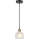 Dayton 1 Light 5.5 inch Black Antique Brass Mini Pendant Ceiling Light in White Glass