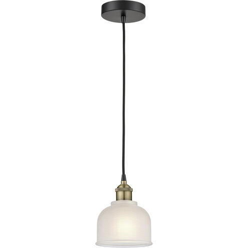 Dayton 1 Light 5.5 inch Black Antique Brass Mini Pendant Ceiling Light in White Glass