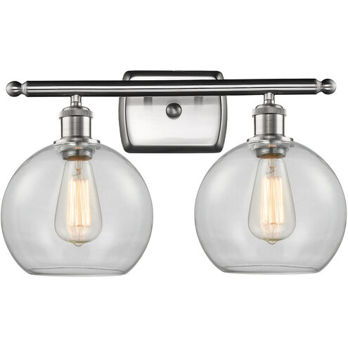 Ballston Athens 2 Light 16 inch Brushed Satin Nickel Bath Vanity Light Wall Light in Clear Glass, Ballston