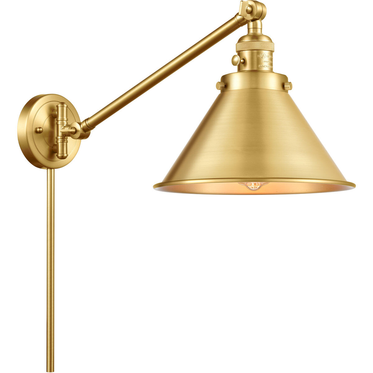 Briarcliff 21 inch 60.00 watt Satin Gold Swing Arm Wall Light, Franklin Restoration