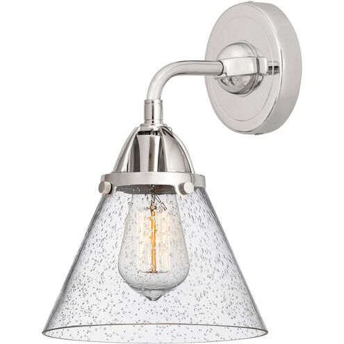 Nouveau 2 Large Cone 1 Light 8 inch Polished Chrome Sconce Wall Light in Seedy Glass