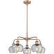Fenton 5 Light 24.5 inch Antique Copper and Clear Chandelier Ceiling Light