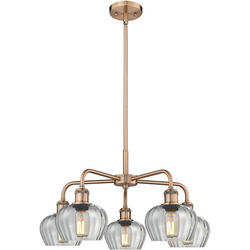 Fenton 5 Light 24.5 inch Antique Copper and Clear Chandelier Ceiling Light
