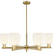 Bridal Veil 6 Light 34.75 inch Brushed Brass Chandelier Ceiling Light in Gloss White Glass