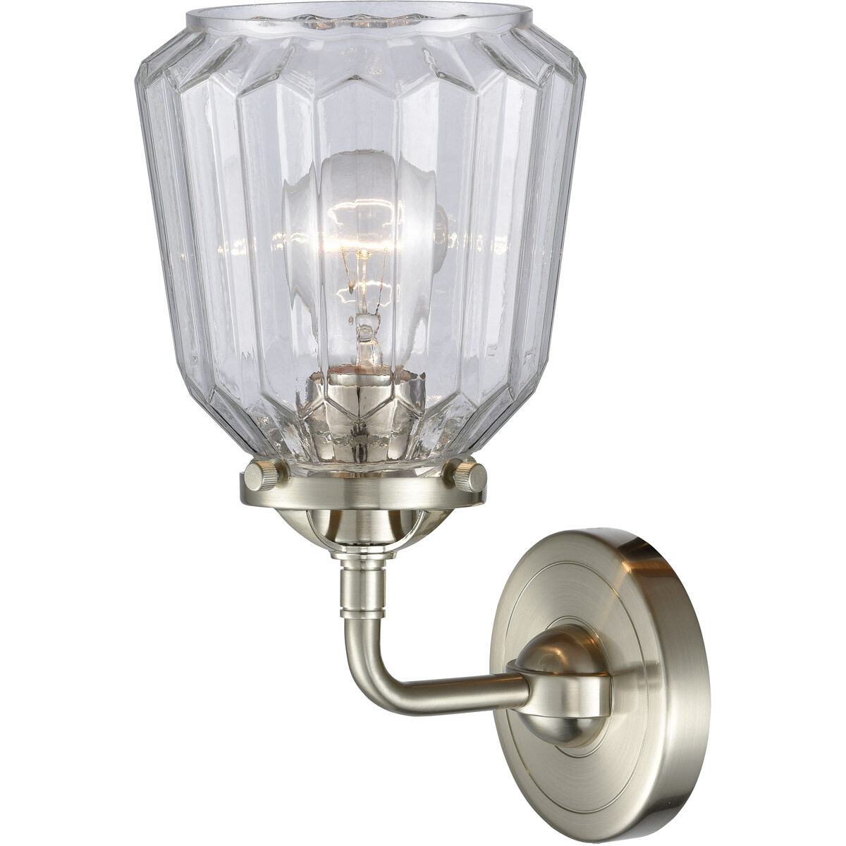Nouveau Chatham LED 6 inch Brushed Satin Nickel Sconce Wall Light in Clear Glass, Nouveau