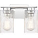 Juneau LED 11 inch Polished Chrome Bath Vanity Light Wall Light in Clear Rippled Glass