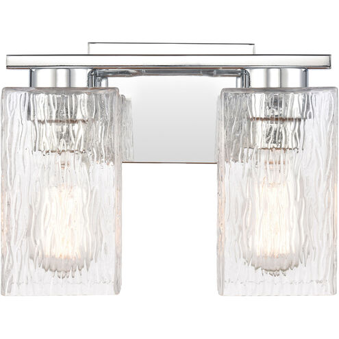 Juneau 2 Light 11 inch Polished Chrome Bath Vanity Light Wall Light in Clear Rippled Glass
