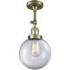 Franklin Restoration Large Beacon LED 8 inch Antique Brass Semi-Flush Mount Ceiling Light in Clear Glass, Franklin Restoration