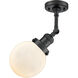 Franklin Restoration Beacon LED 6 inch Matte Black Semi-Flush Mount Ceiling Light in Matte White Glass, Franklin Restoration