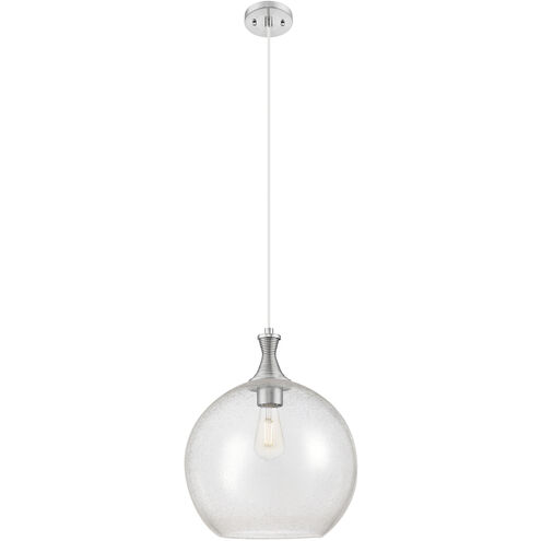 Astor 1 Light 14 inch Satin Nickel Pendant Ceiling Light in Seedy Glass
