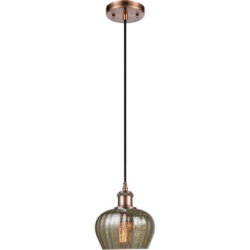 Ballston Fenton 1 Light 7 inch Antique Copper Mini Pendant Ceiling Light in Mercury Glass, Ballston