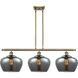 Ballston Large Fenton LED 38 inch Antique Brass Island Light Ceiling Light in Plated Smoke Glass, Ballston