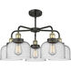 Cone 5 Light 26.25 inch Black Antique Brass Chandelier Ceiling Light