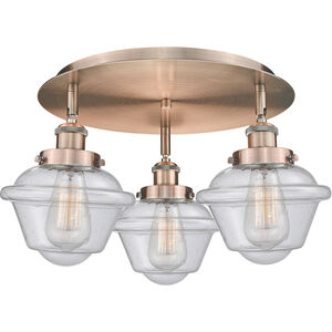 Oxford 3 Light 18.25 inch Antique Copper Flush Mount Ceiling Light in Seedy