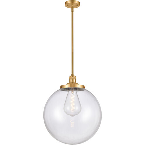 Franklin Restoration Beacon LED 14 inch Satin Gold Pendant Ceiling Light in Clear Glass